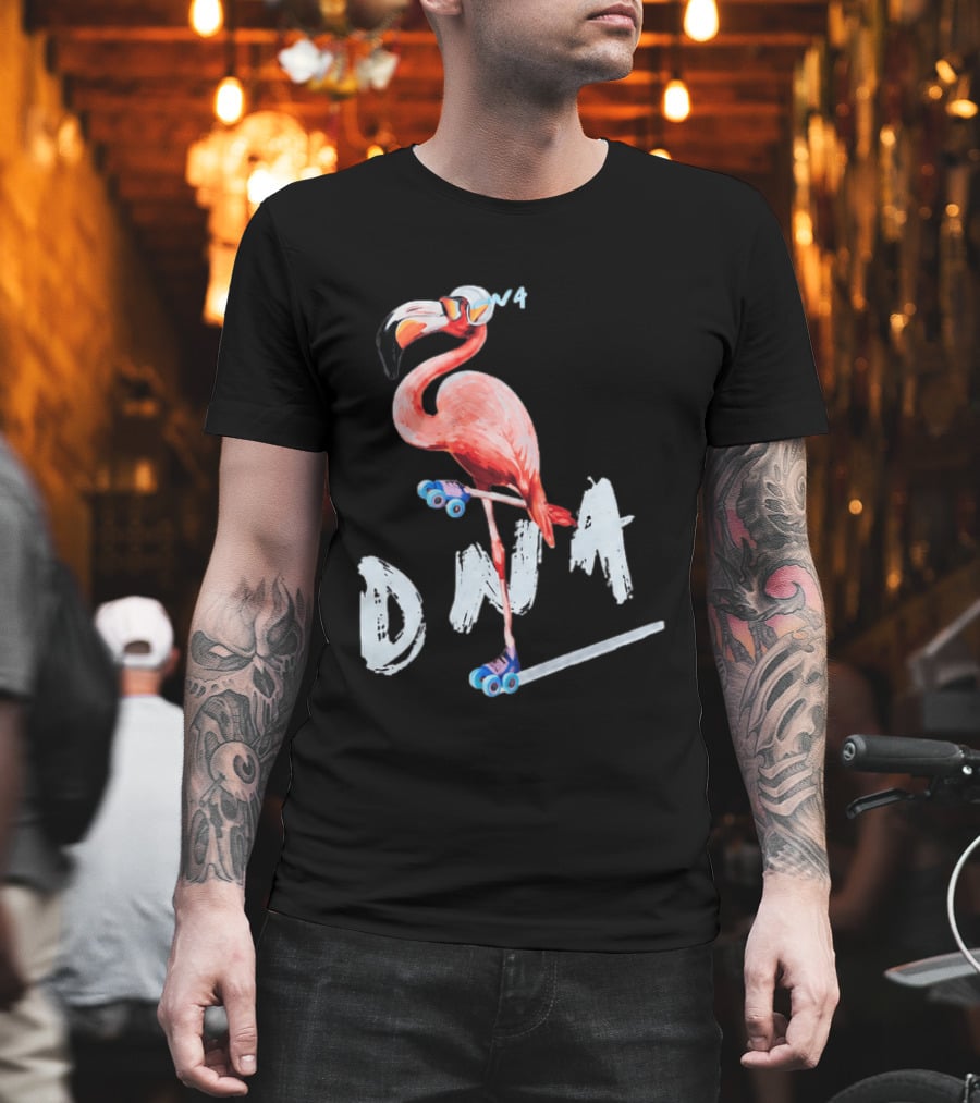 DNA Flamingo Roller Skates Fun Night T-Shirt