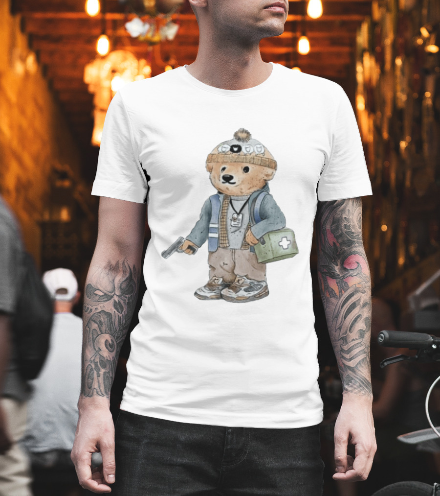 Bryan Bear Toy With Gun And First Aid Kit Beanie T-Shirt
