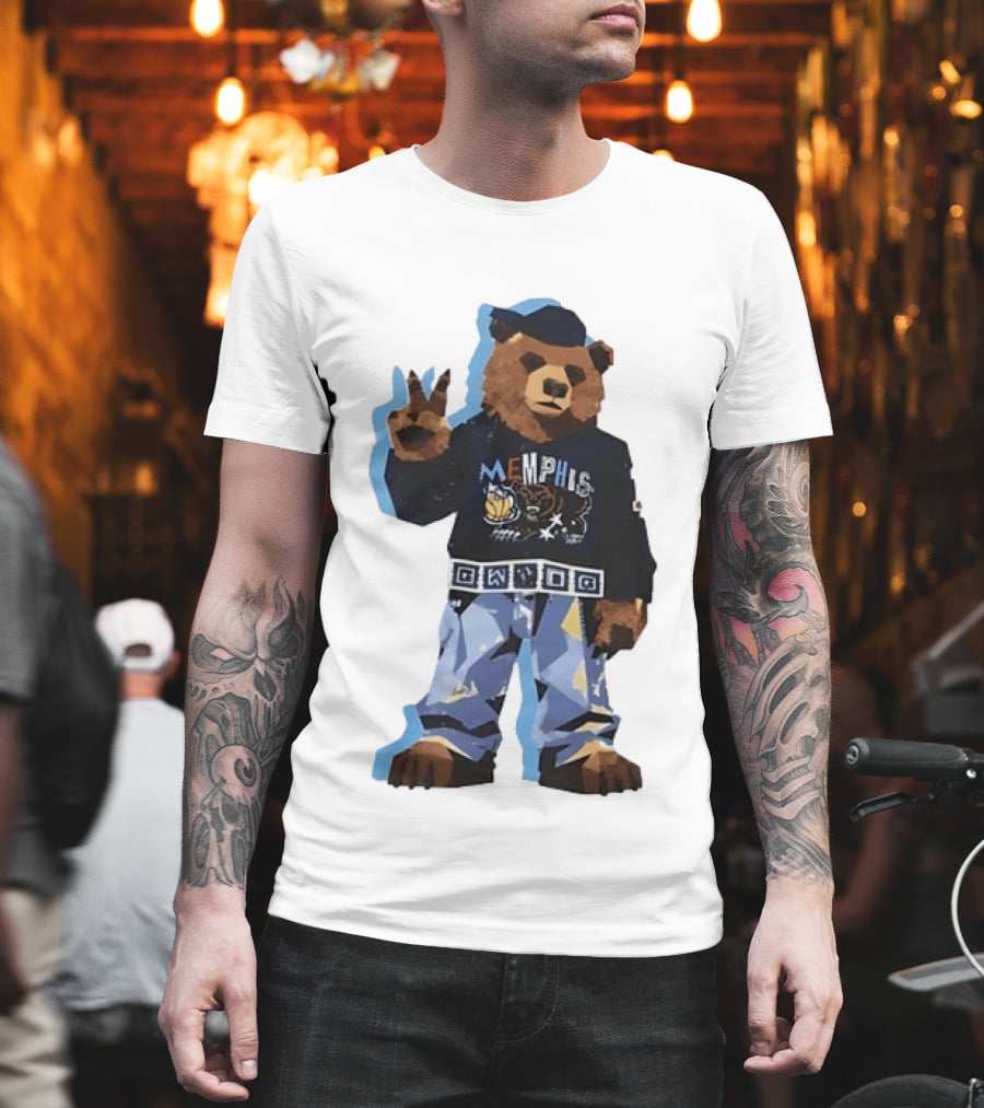 Memphis Grizzlies Bear Peace Sign Retro Style Fashionable Team Spirit T-Shirt