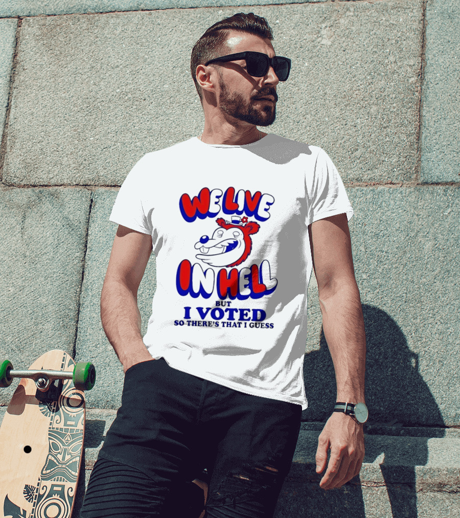 We Live In Hell Cartoon Character Voting T-Shirt