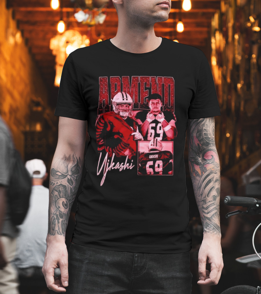 Armend Ujkashi 69 Football Player Athlete Championship Ready Red and Crimson T-Shirt