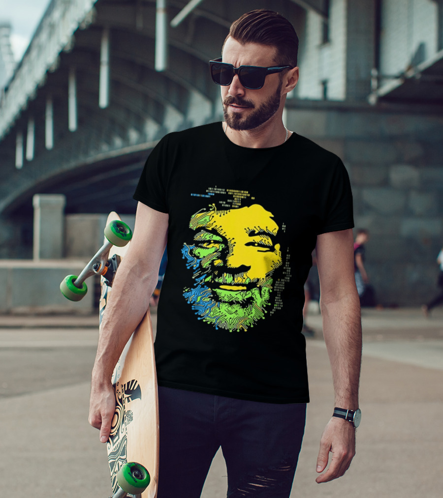 Bob Marley Reggae Circuit Face Yellow Green Blue T-Shirt