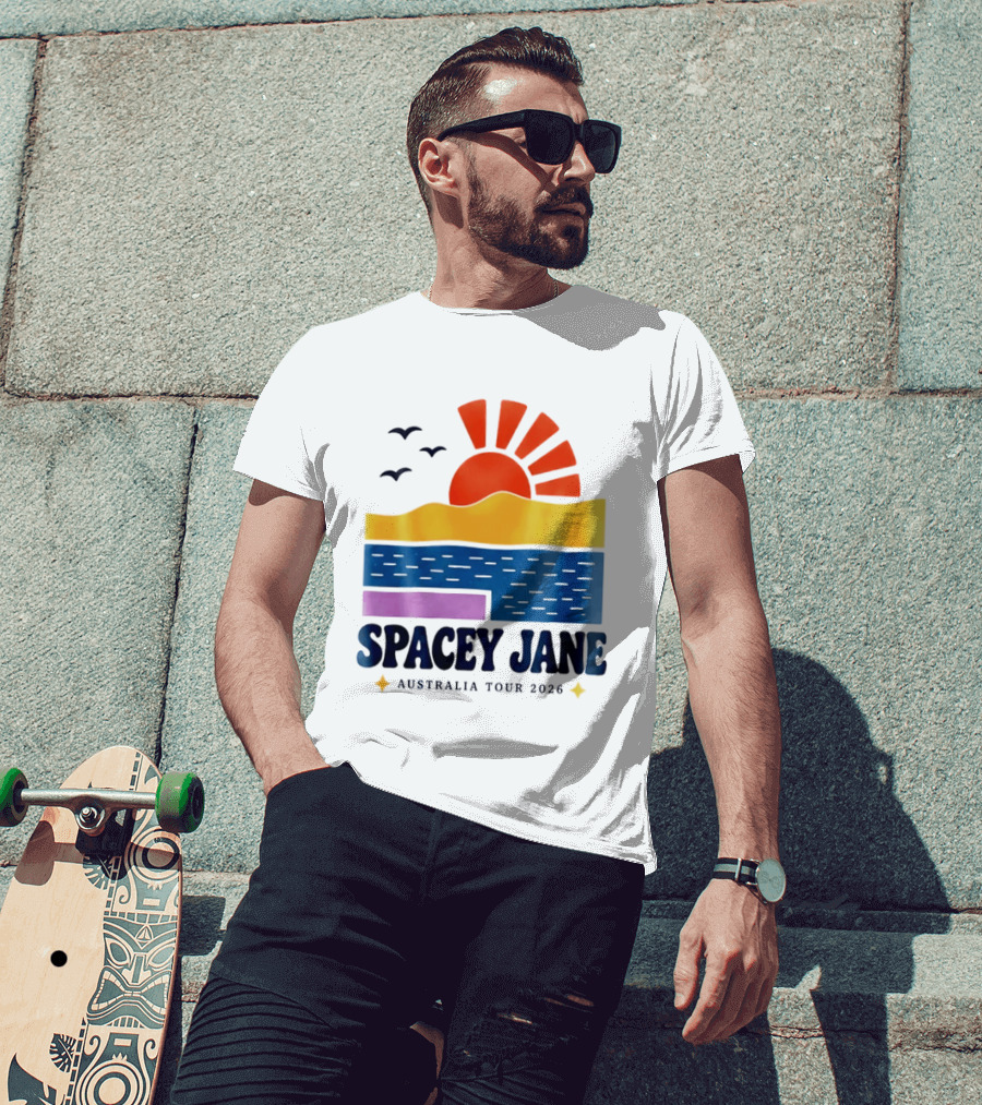 Spacey Jane Australia Tour 2026 Indie Rock Ocean Sunset Birds T-Shirt