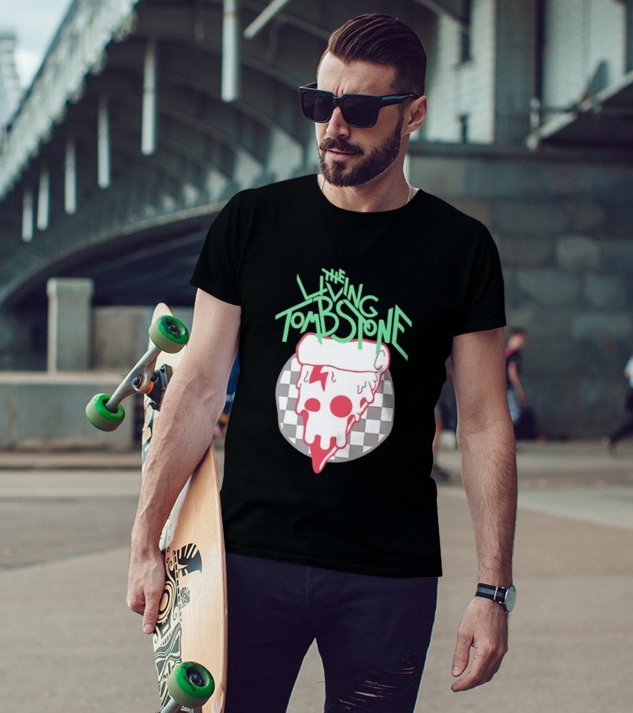 The Living Tombstone Pizza Skull Checkered T-Shirt