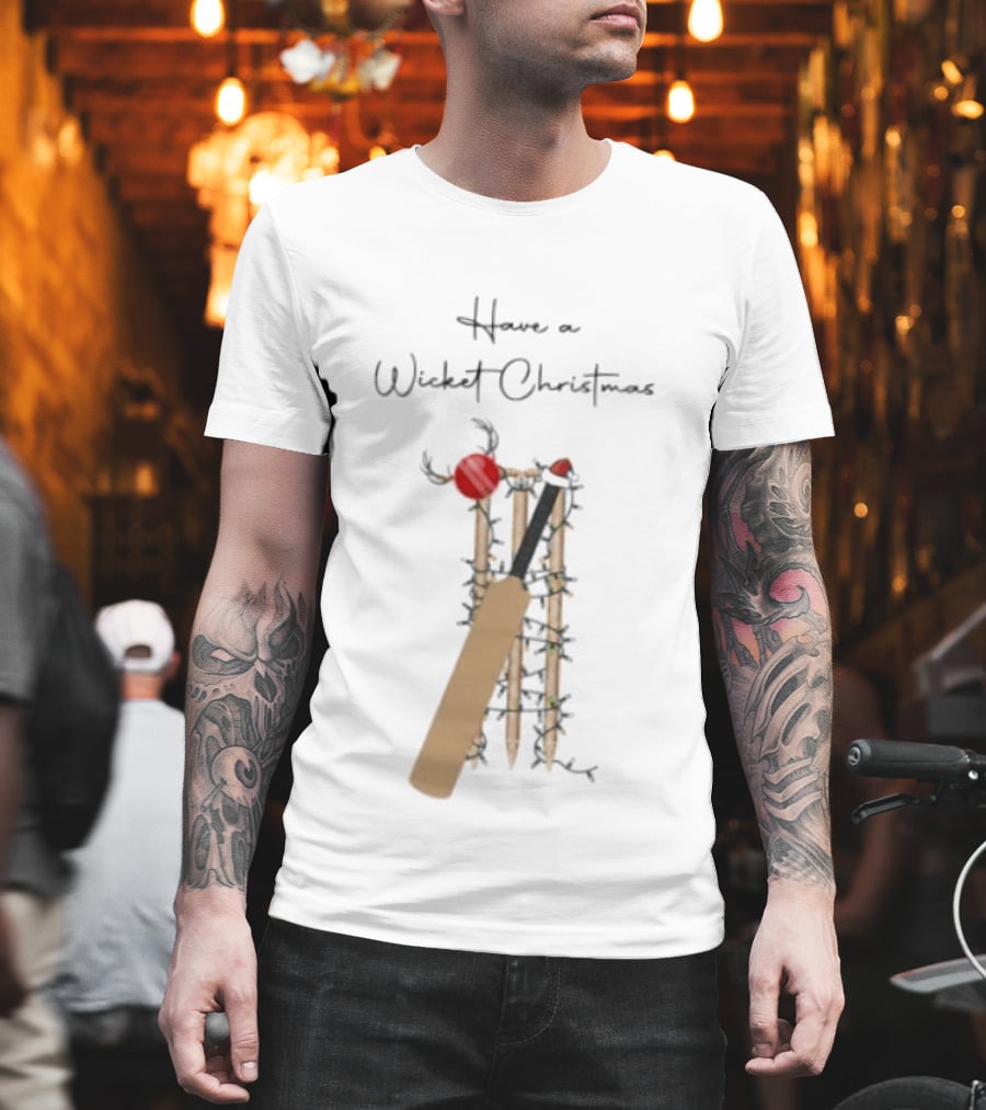 Have A Wicket Christmas Cricket Bat And Stumps Holiday T-Shirt