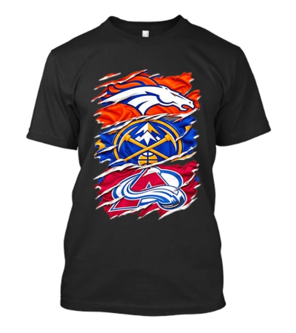 Denver Broncos X Denver Nuggets NBA X Colorado Avalanche NHL Logos Inside Me T-Shirt