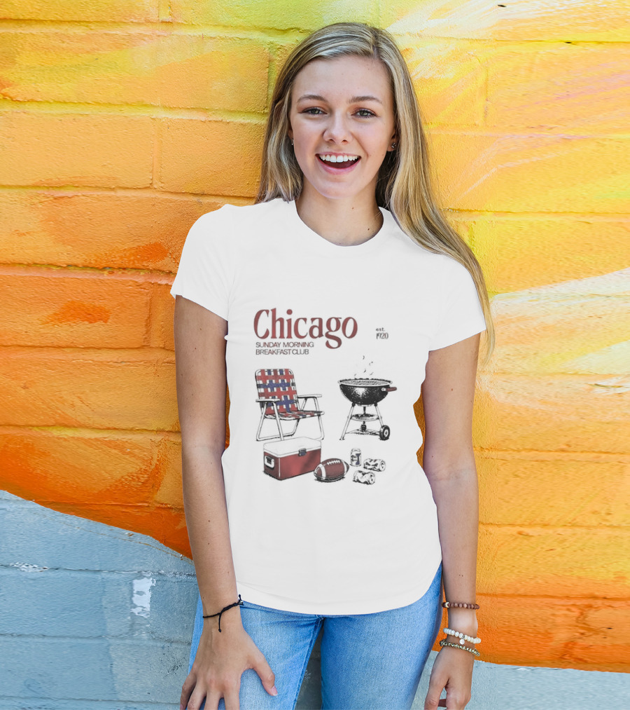 Chicago Sunday Morning Breakfast Club 1920 Charcoal Grill Lawn Chair Cooler T-Shirt