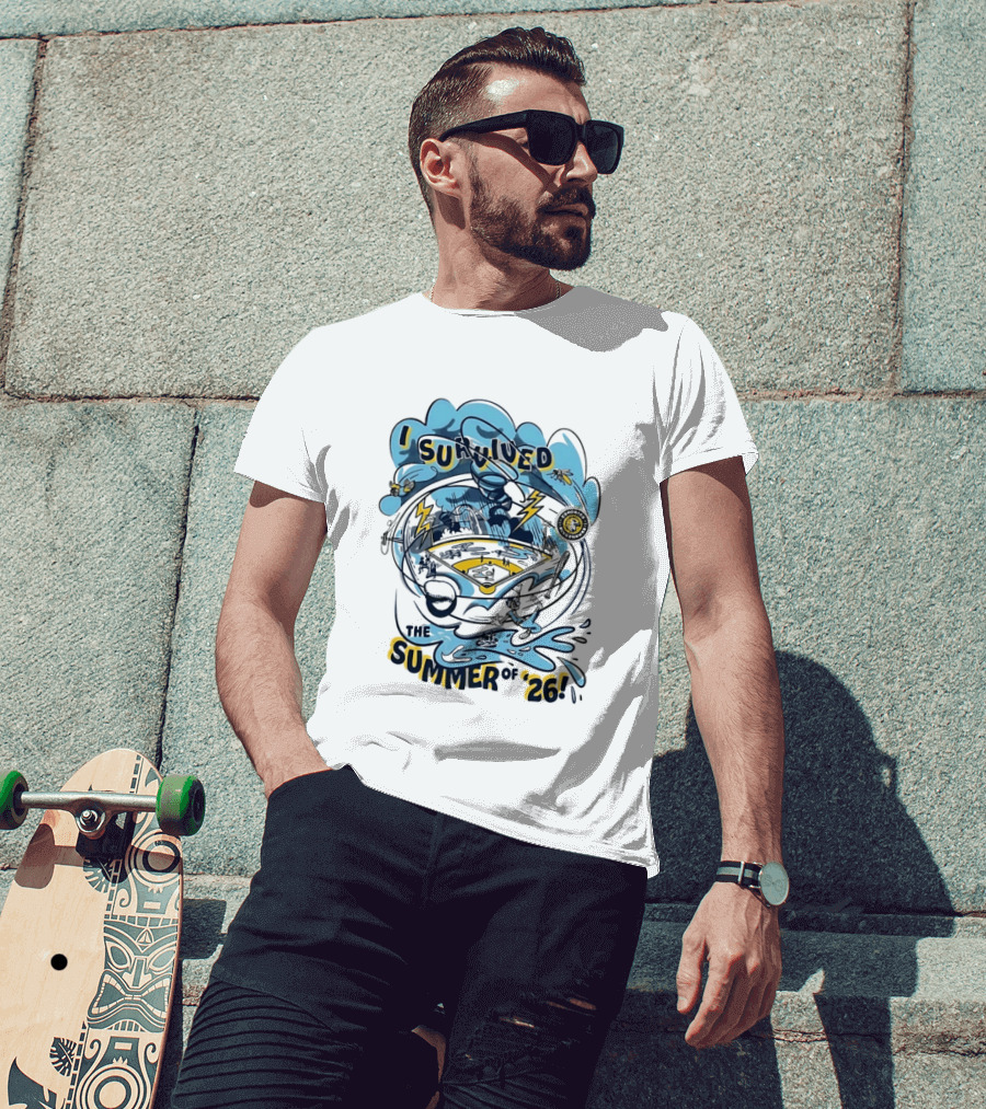 I Survived The Summer Of '26 Edmonton Riverhawks Baseball Lightning Storms T-Shirt