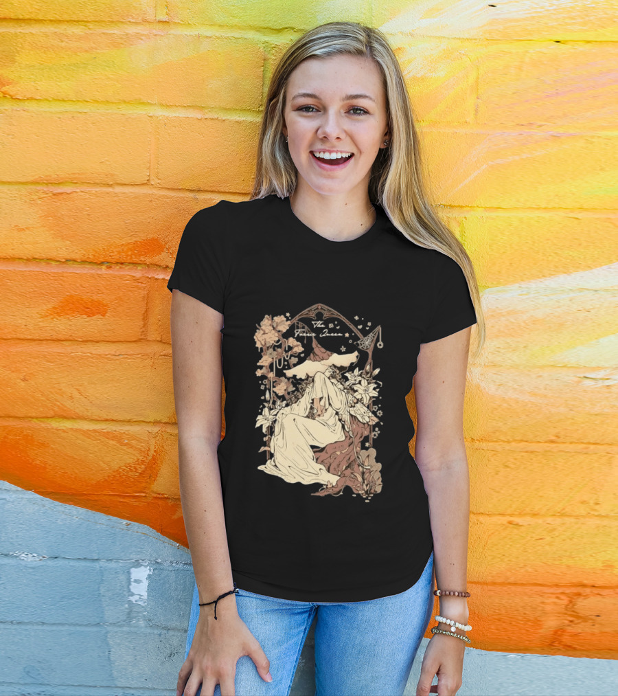 The Faerie Queen Woman With Wings Floral Arch Fantasy T-Shirt