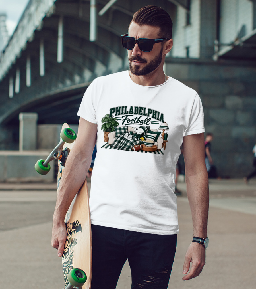 Philadelphia Eagles Football Snoopy Woodstock Cozy Couch T-Shirt