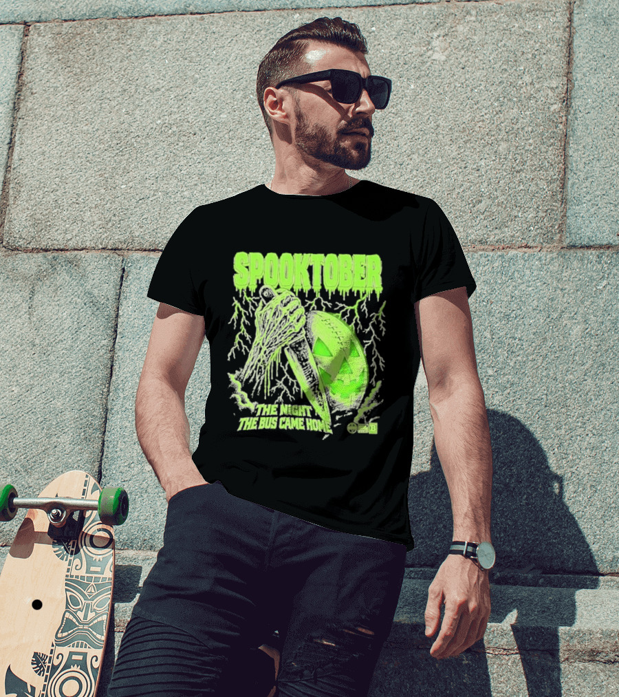 Spooktober The Night The Bus Came Home Halloween Knife Pumpkin Forest T-Shirt