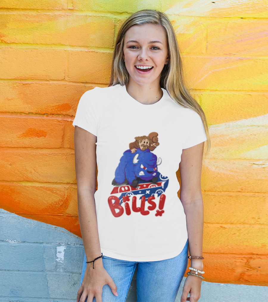 Buffalo Bills Cowboy Riding Angry Blue Bills T-Shirt