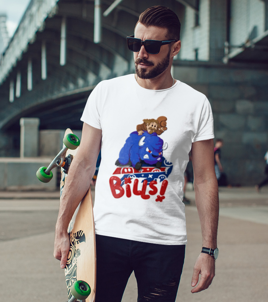Buffalo Bills Cowboy Riding Angry Blue Bills T-Shirt
