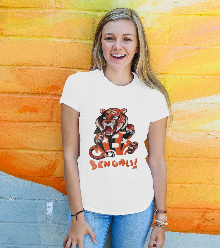 Cincinnati Bengals Snarling Tiger Over Bold B T-Shirt