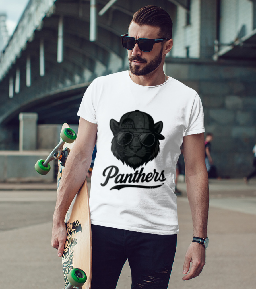Panthers Cool Cat In Sunglasses And Baseball Cap T-Shirt