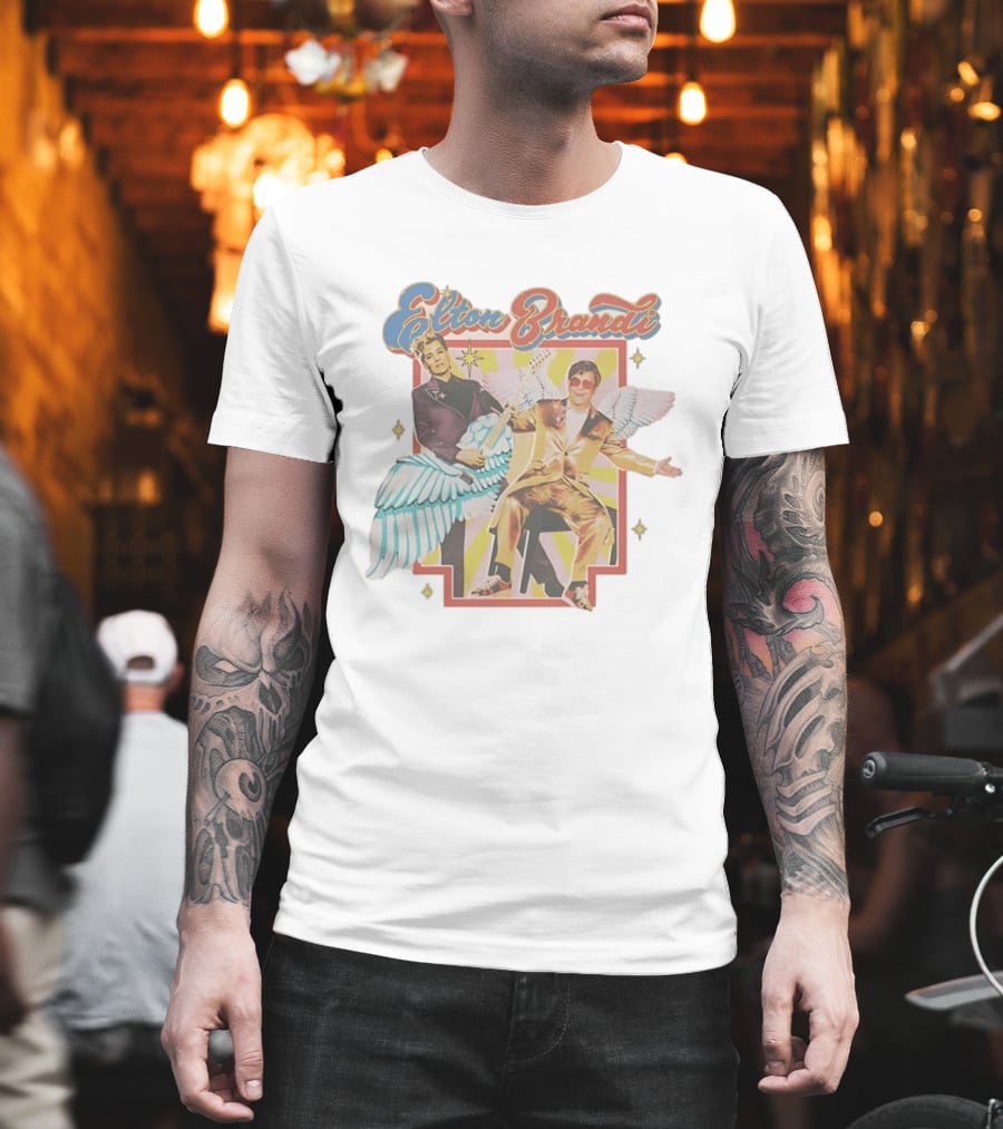 Elton John Brandi Carlile Winged Duo With Golden Outfit And Guitar T-Shirt