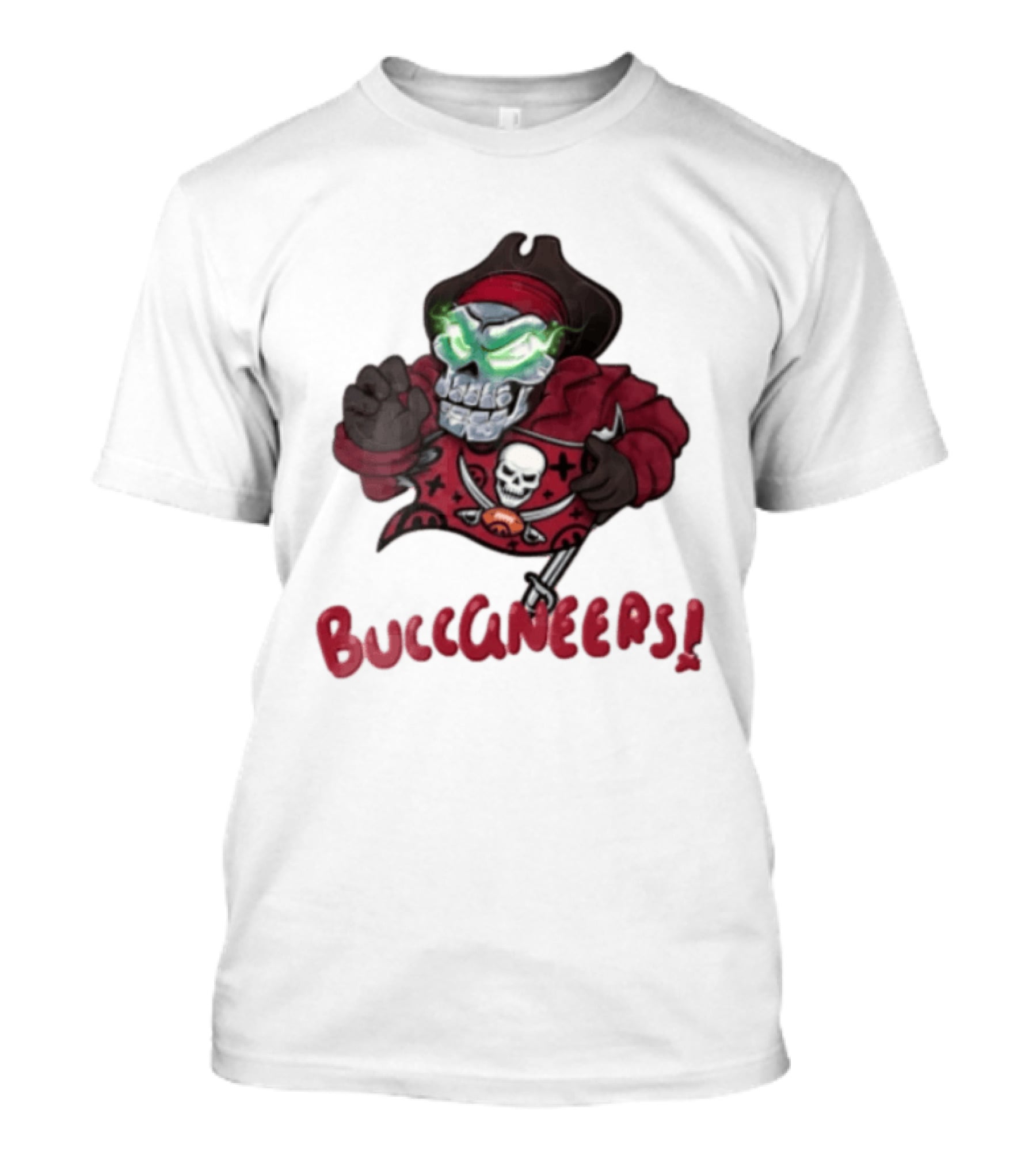 Tampa Bay Buccaneers Skull Pirate Green Eyes Buccaneers Flag T-Shirt