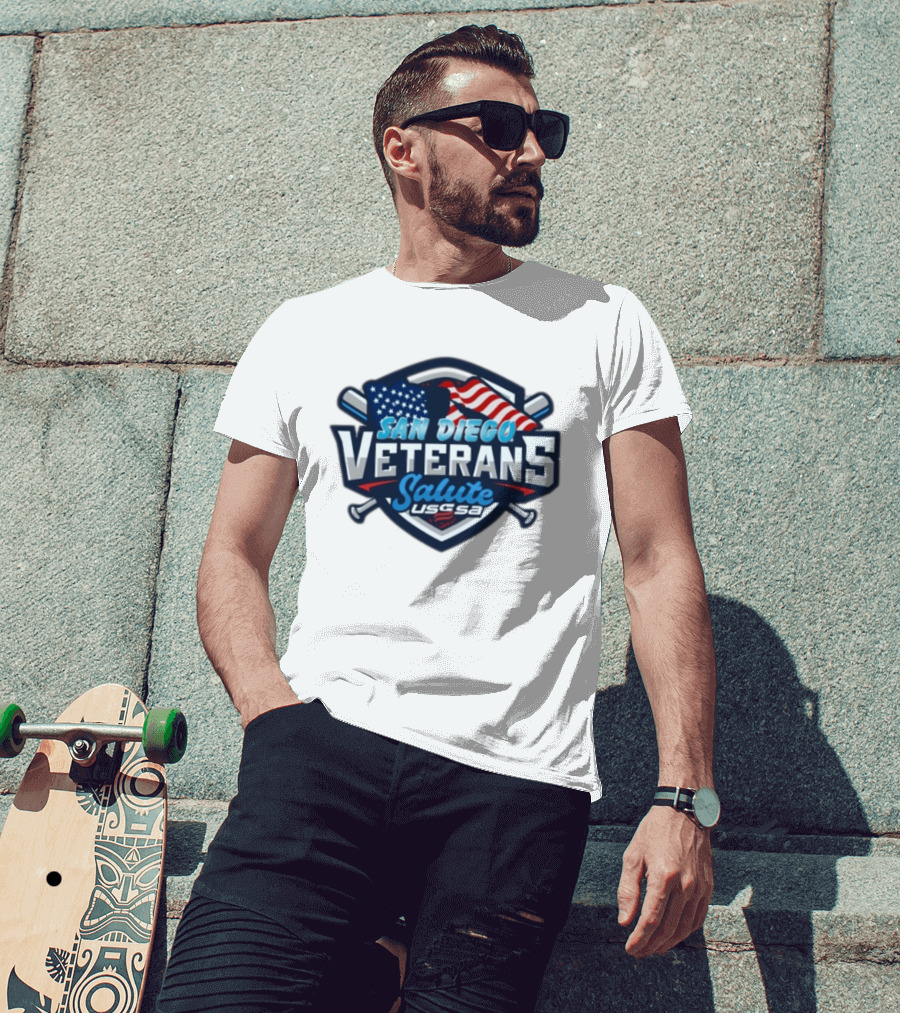 San Diego Veterans Salute USSSA Baseball Event American Flag T-Shirt