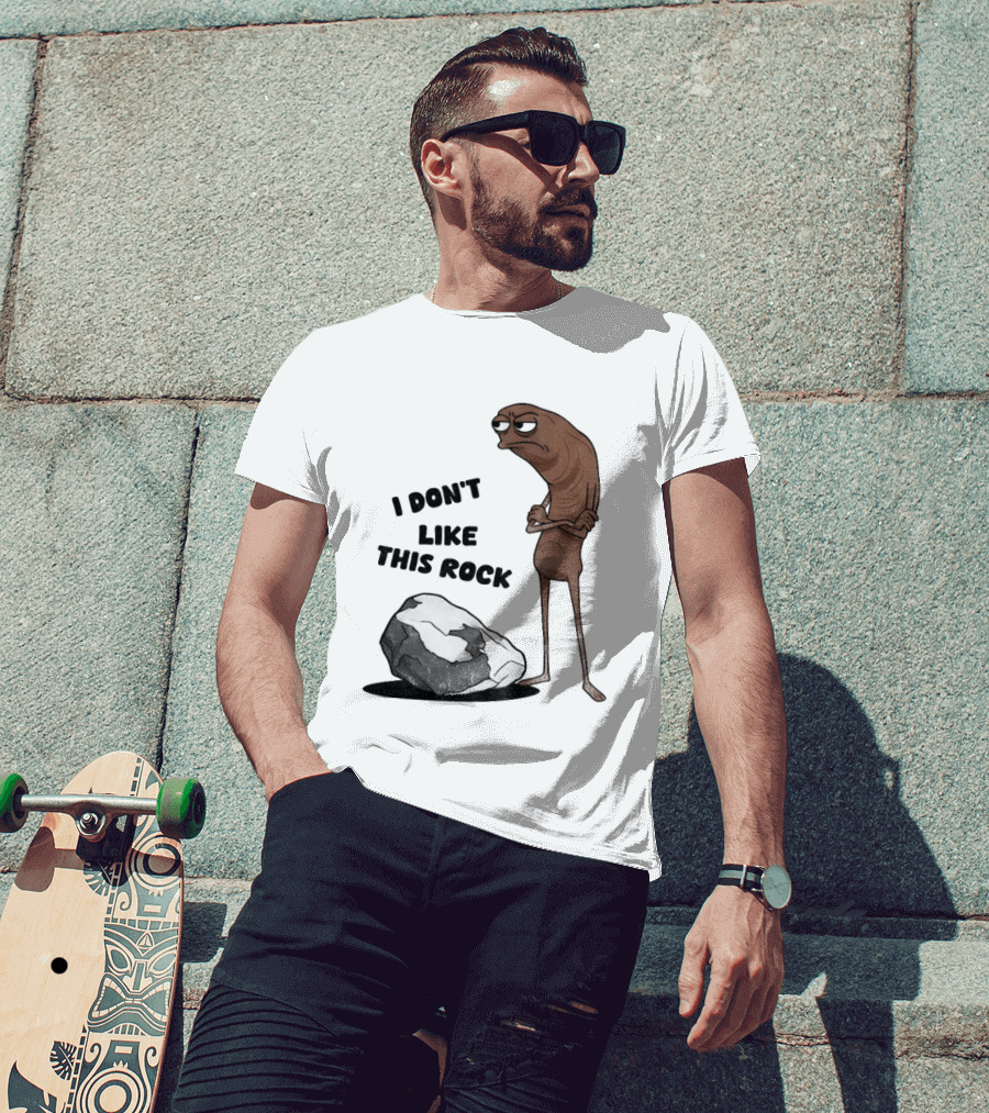 Marcus The Worm I Don't Like This Rock Grumpy Cartoon Expression T-Shirt