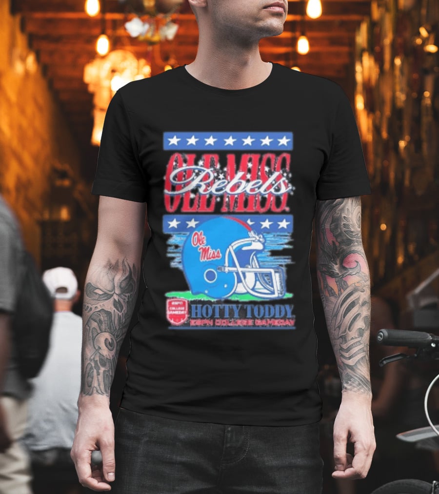 Ole Miss Rebels Hotty Toddy ESPN College Gameday Football Helmet Stars T-Shirt