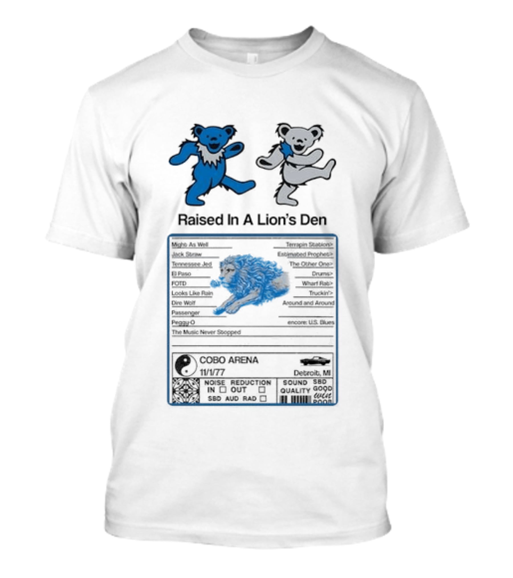 Grateful Dead Dancing Bears Raised In A Lion's Den Psychedelic Nutrition Facts T-Shirt