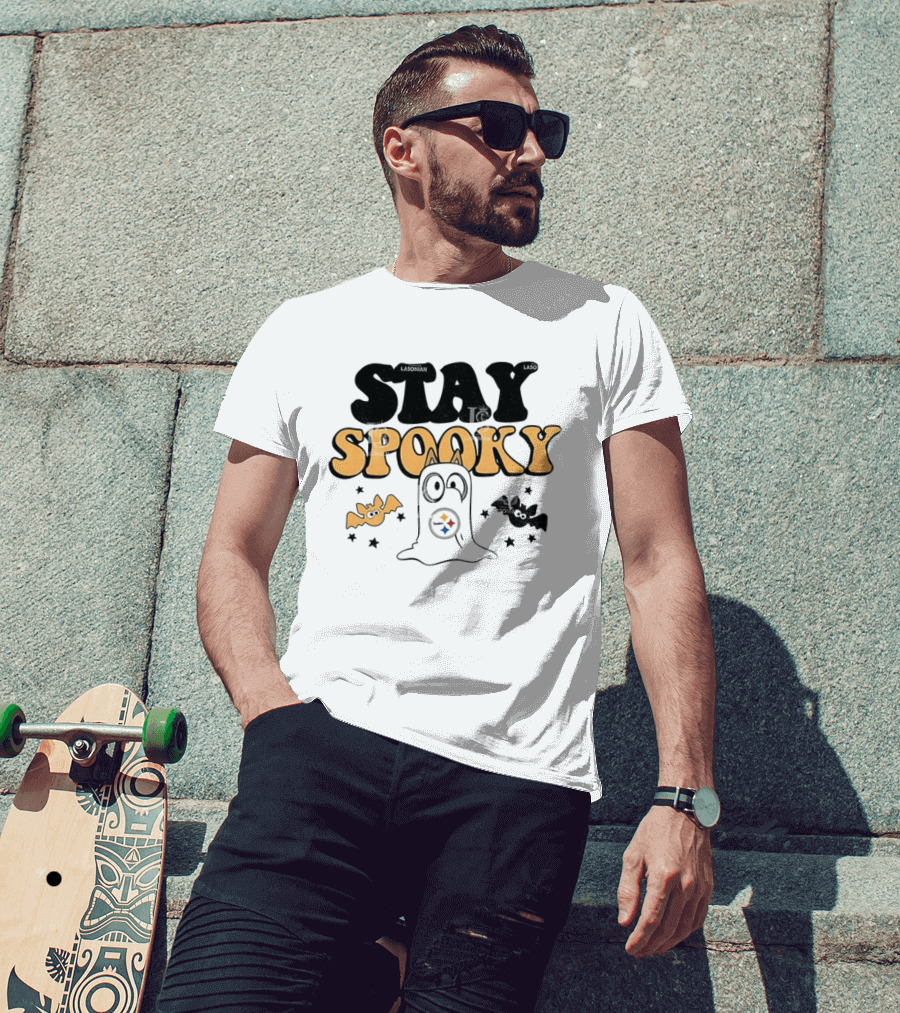 Pittsburgh Steelers Bluey Halloween Stay Spooky Ghost And Bats T-Shirt