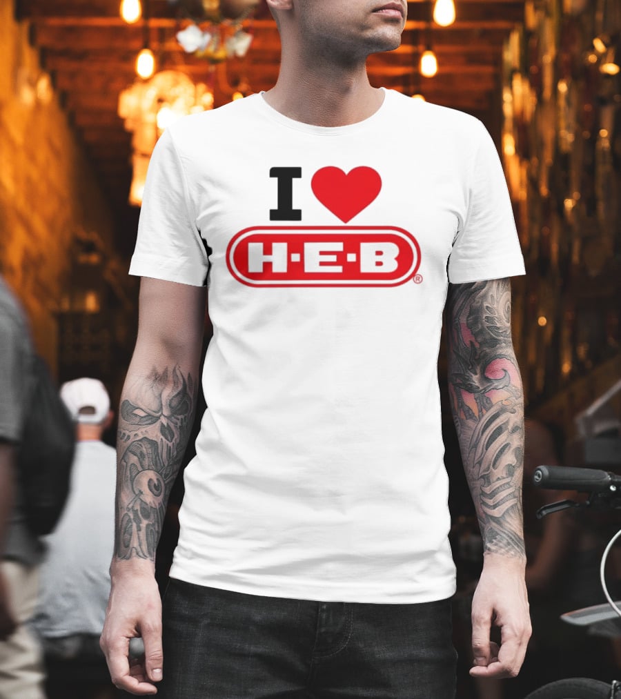 I Love H E B Texas Grocery Store Red Heart T-Shirt