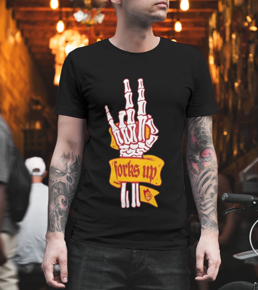 Arizona State Sun Devils Forks Up Skeleton Hand Fan Gear T-Shirt