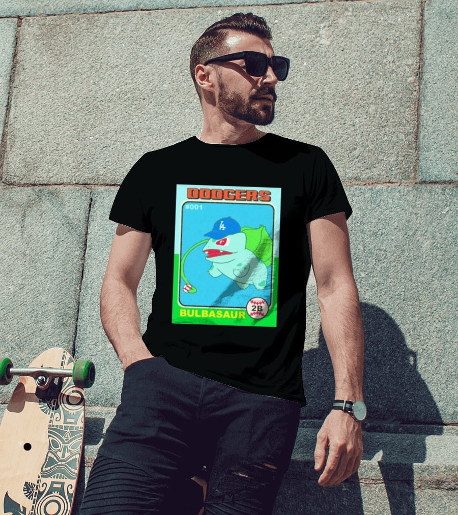 Bulbasaur Dodgers LA Cap Baseball Card No 001 T-Shirt