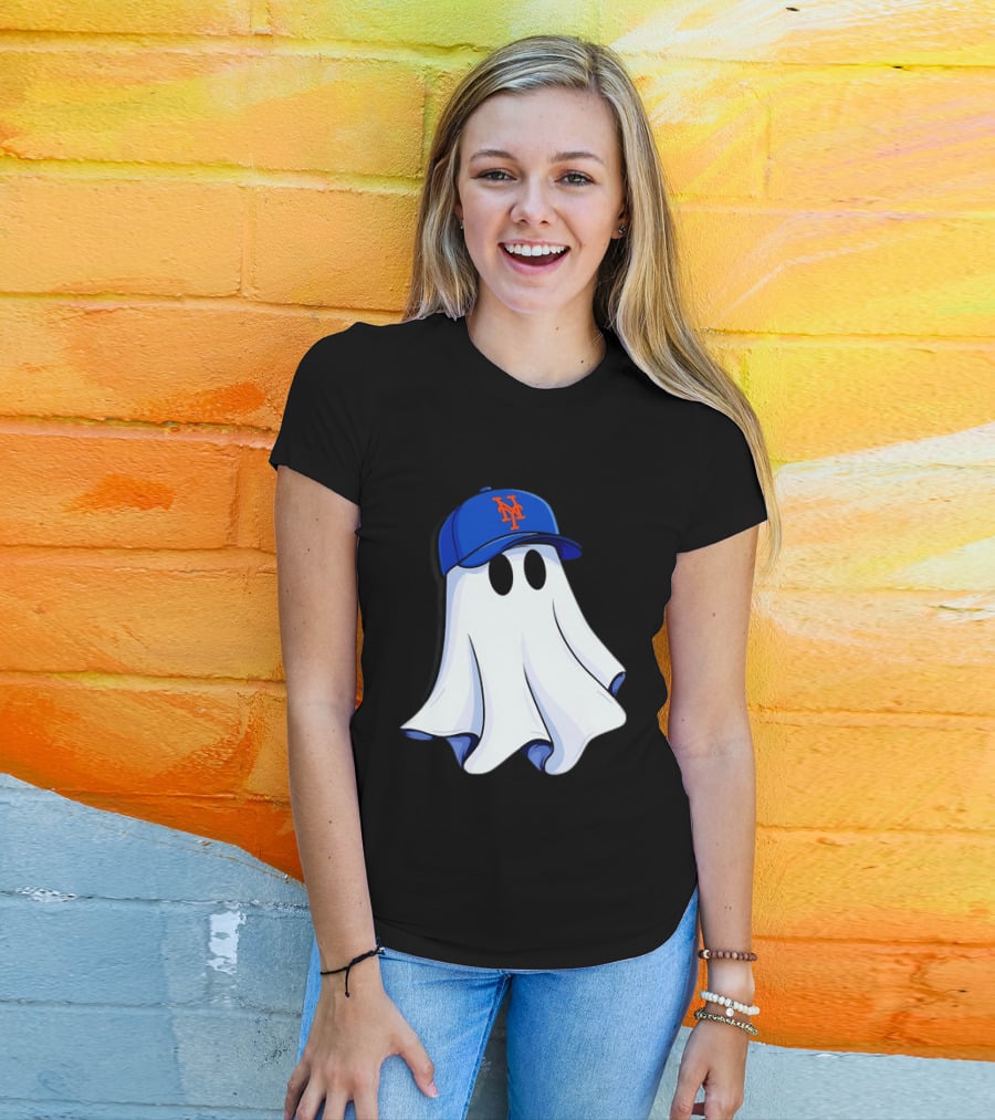 New York Mets MLB Ghost Baseball Halloween T-Shirt