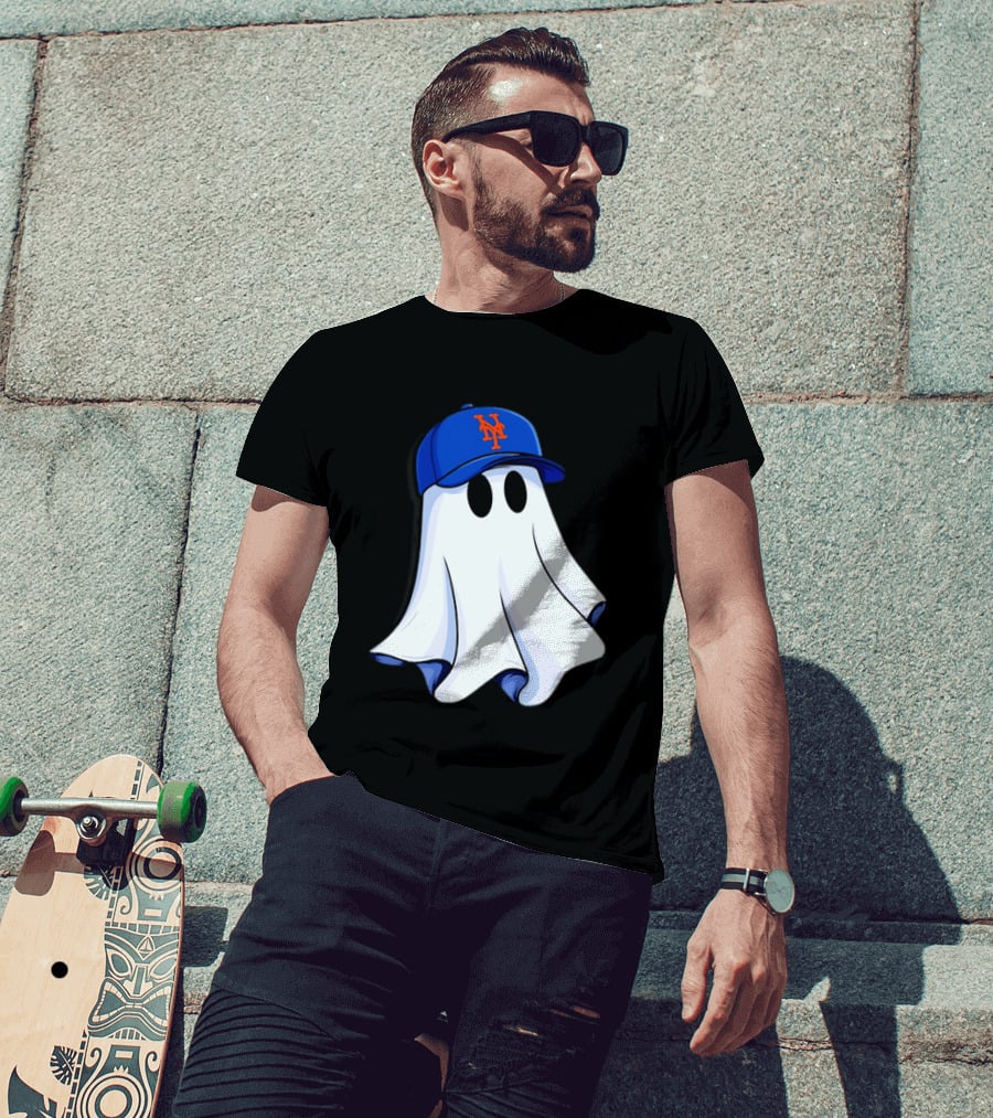 New York Mets MLB Ghost Baseball Halloween T-Shirt