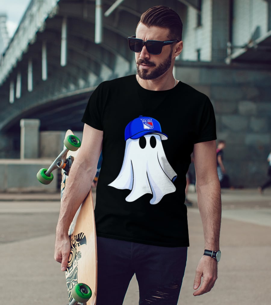New York Rangers Ghost With Blue Cap Halloween T-Shirt