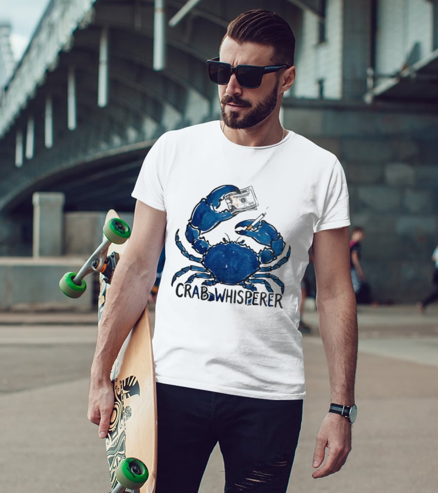 Crab Whisperer Blue Crab Holding Paintbrush Meme T-Shirt