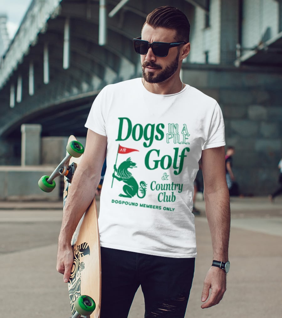Dogs In A Pile Golf And Country Club Doghouse Wherever Cozy T-Shirt