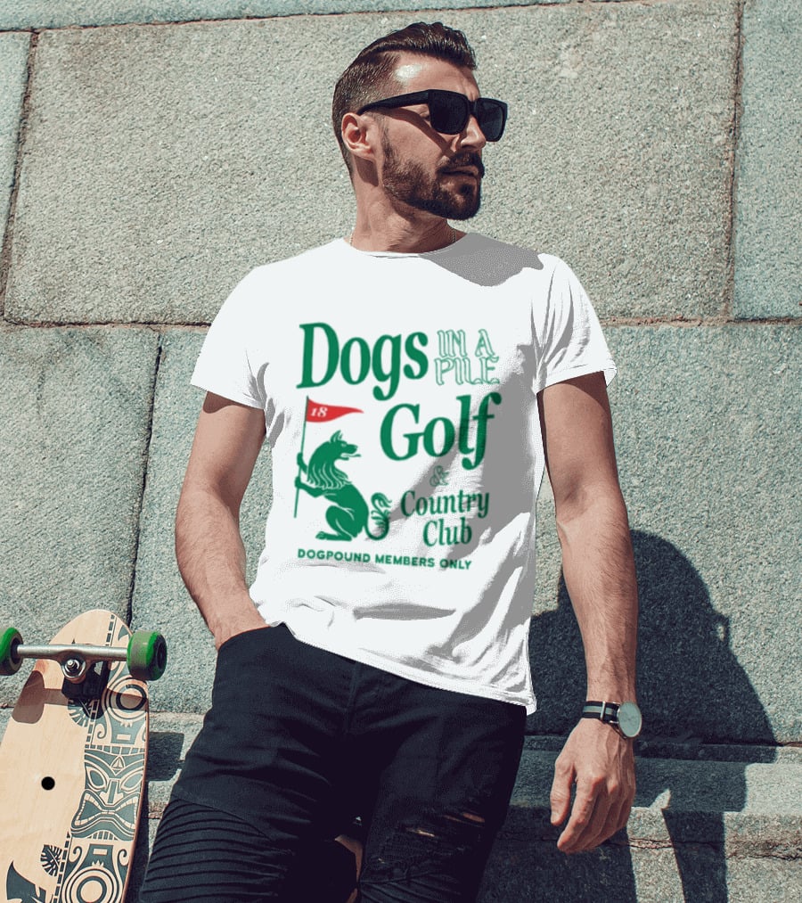 Dogs In A Pile Golf And Country Club Doghouse Wherever Cozy T-Shirt