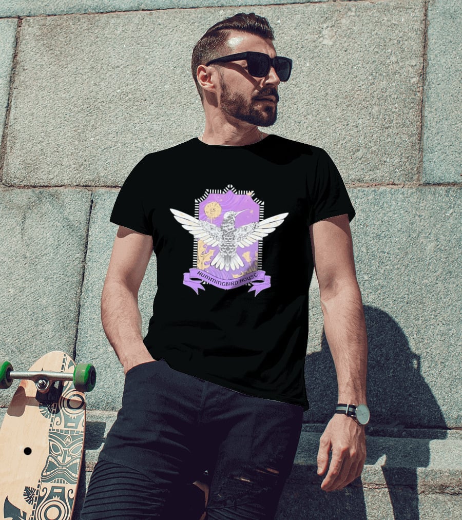 Hummingbird House Nature Botanical Dandelion Crest Purple T-Shirt