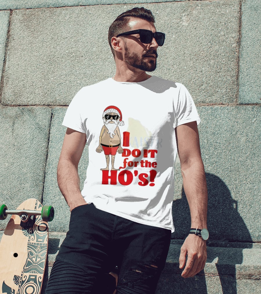 Santa Claus I Do It For The Ho's Funny Christmas Topless Sunglasses T-Shirt