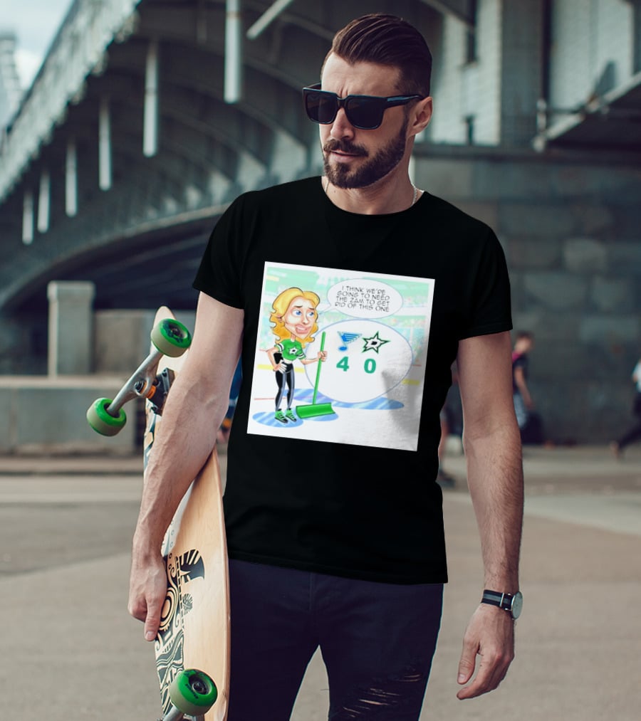 St Louis Blues Vs Dallas Stars Hockey 4 0 Cartoon With Humor And Zamboni Joke T-Shirt