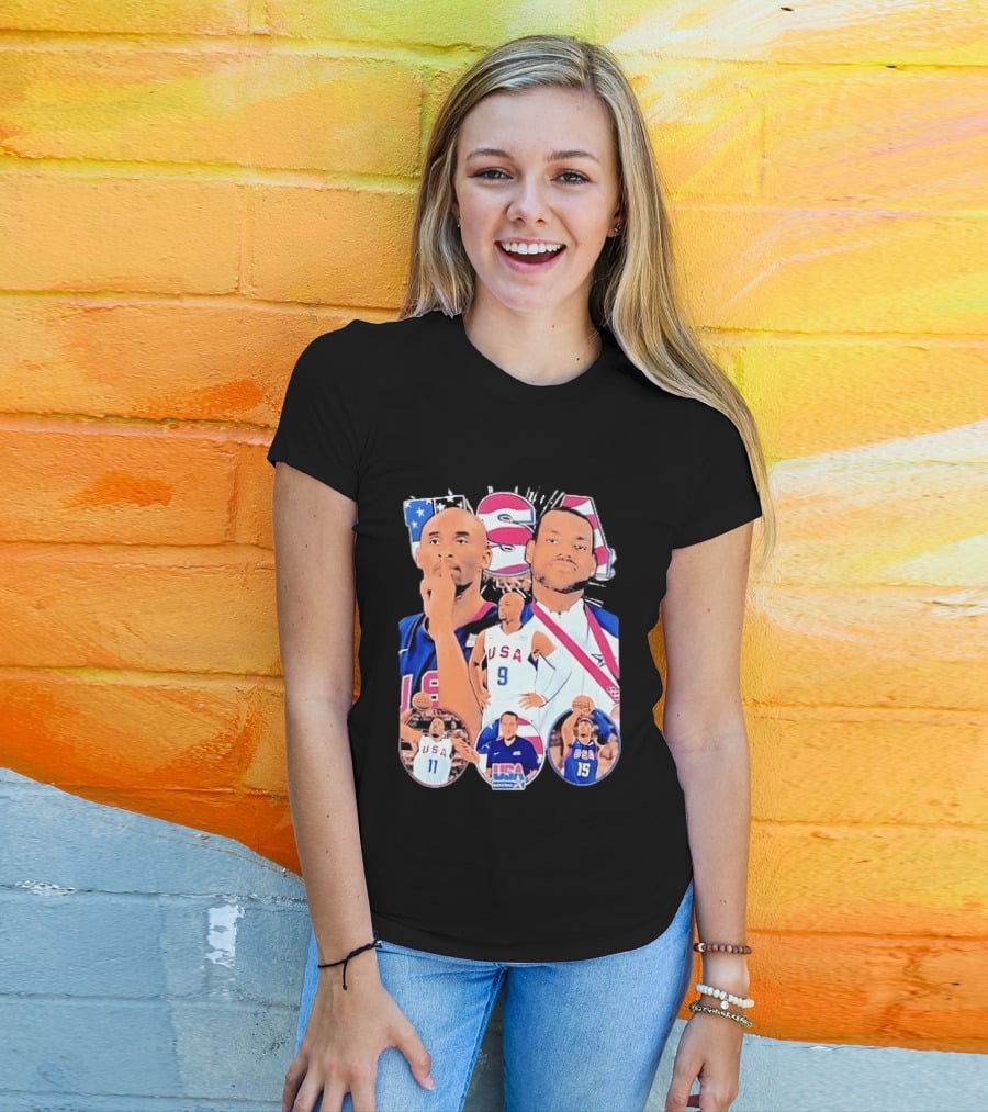 Kobe Bryant LeBron James USA Basketball Legends Iconic Team USA Moments T-Shirt