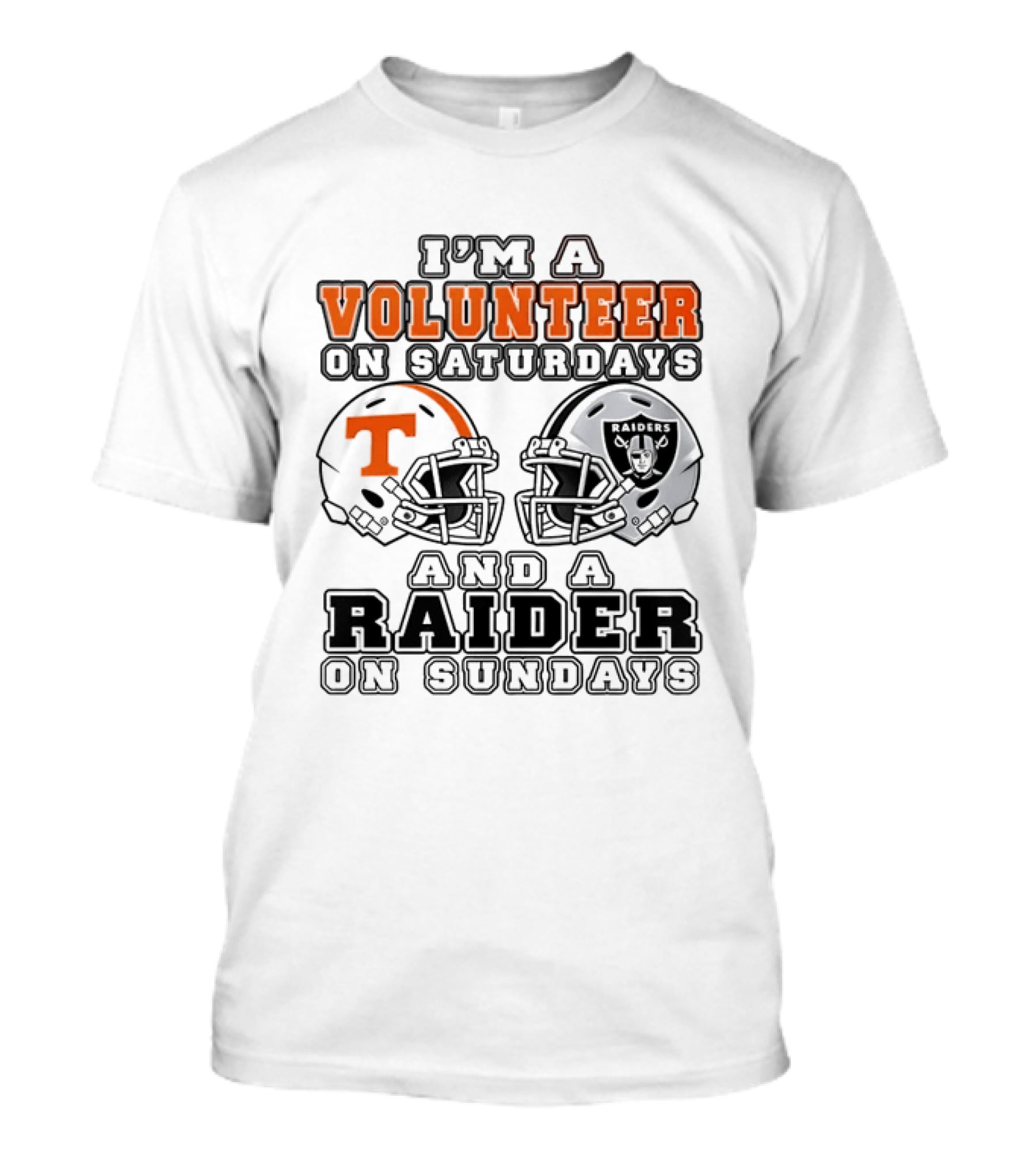 I'm A Volunteer On Saturdays And A Raider On Sundays Tennessee Las Vegas 2026 T-Shirt