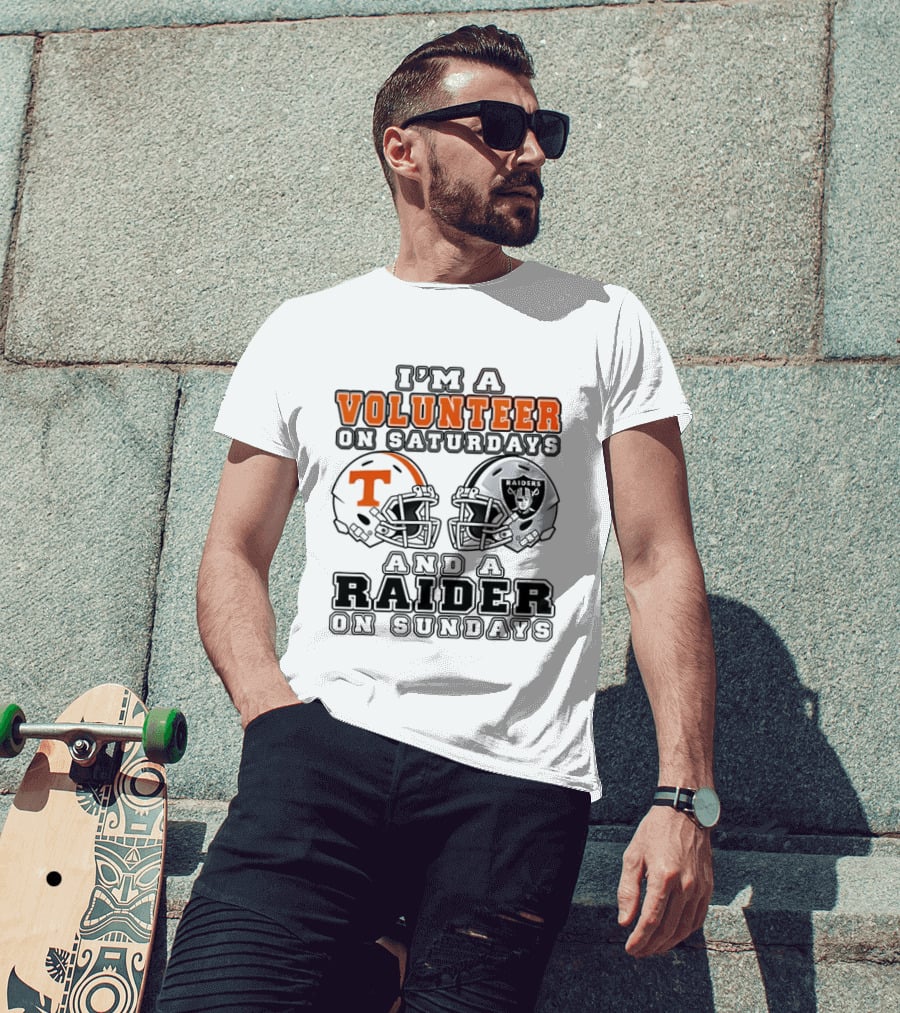I'm A Volunteer On Saturdays And A Raider On Sundays Tennessee Las Vegas 2026 T-Shirt