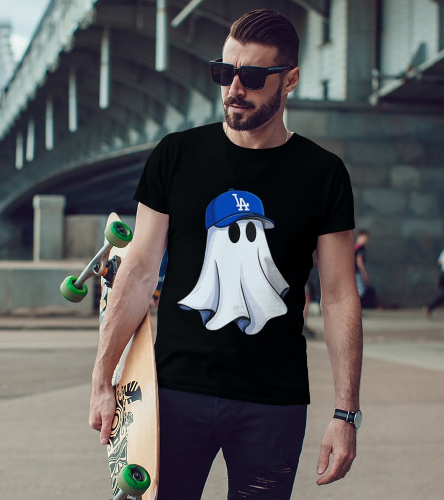 Los Angeles Dodgers Ghost In Blue LA Cap T-Shirt