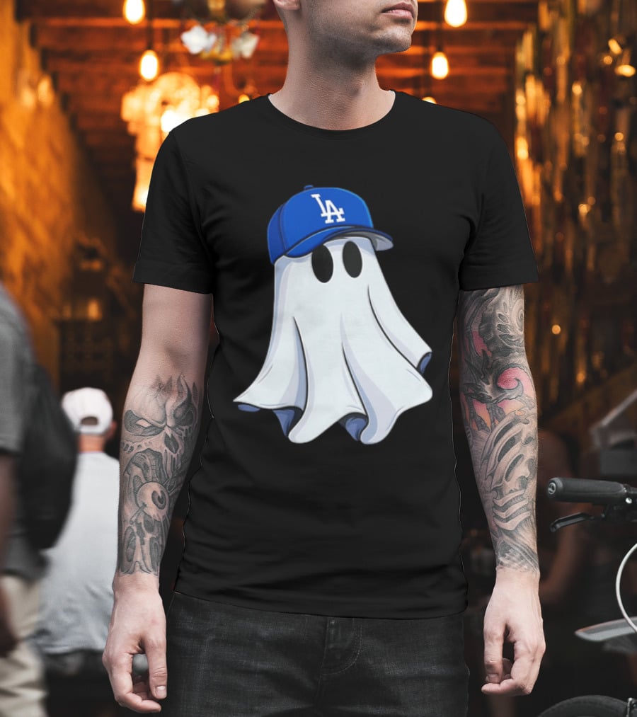 Los Angeles Dodgers Ghost In Blue LA Cap T-Shirt