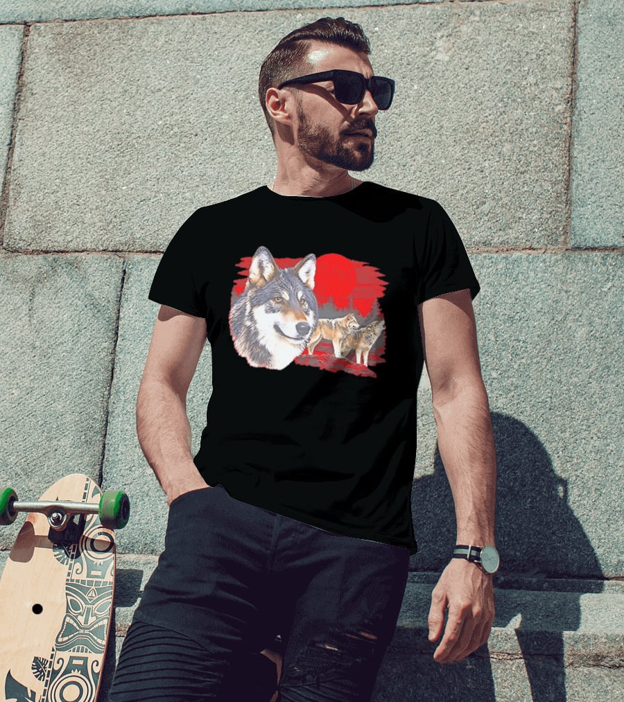 Wolf Pack Under A Moon Wolves Wildlife T-Shirt