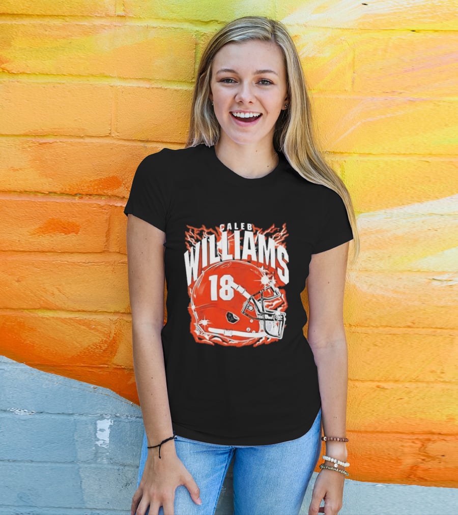 Caleb Williams 18 Lightning Helmet T-Shirt