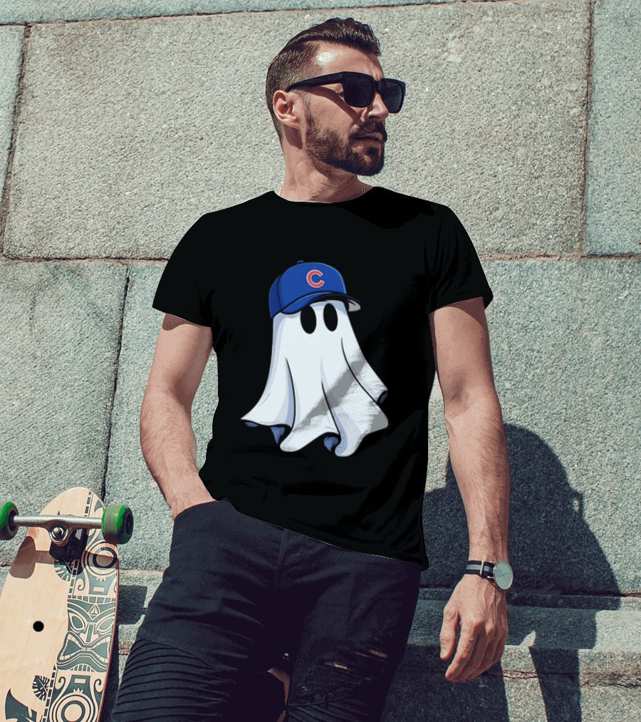 Chicago Cubs Ghost Cartoon Blue Baseball Cap T-Shirt