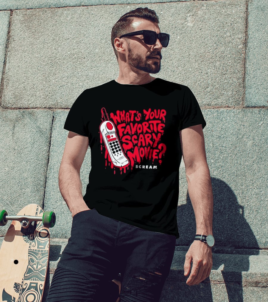 Scream What's Your Favorite Scary Movie Telephone Blood Red T-Shirt