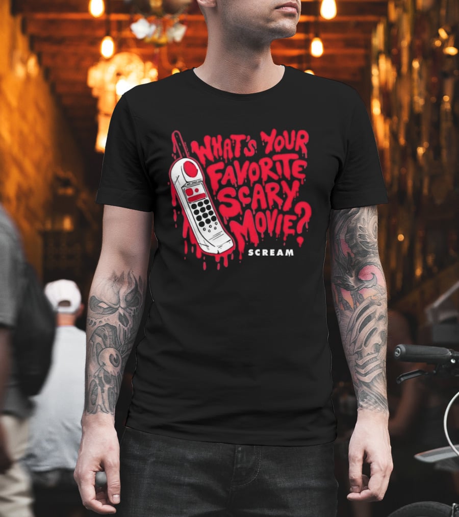 Scream What's Your Favorite Scary Movie Telephone Blood Red T-Shirt
