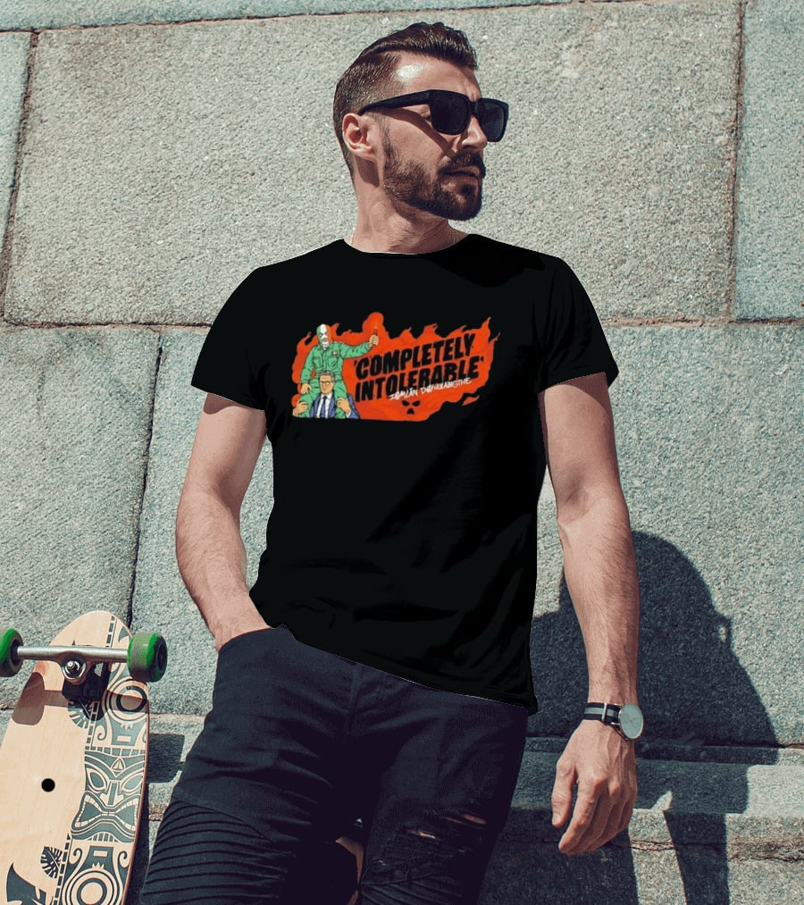 Completely Intolerable Iømlán Døfhulaingthe Flame Background Masked Man Suit And Tie T-Shirt