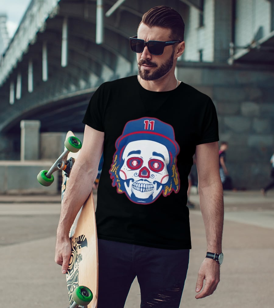 José Ramírez 11 Cleveland Guardians Sugar Skull Baseball Player T-Shirt